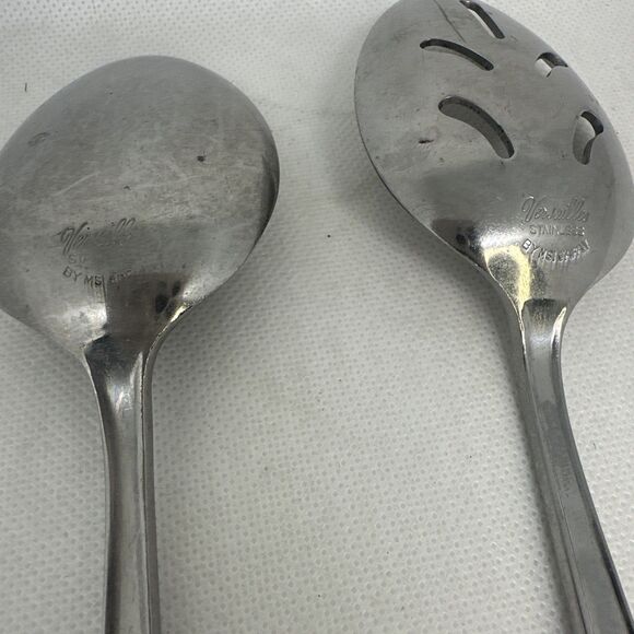 Versailles Pattern Stainless Slotted & Solid Serving Spoons By MSI Japan Roses - Picture 4 of 6